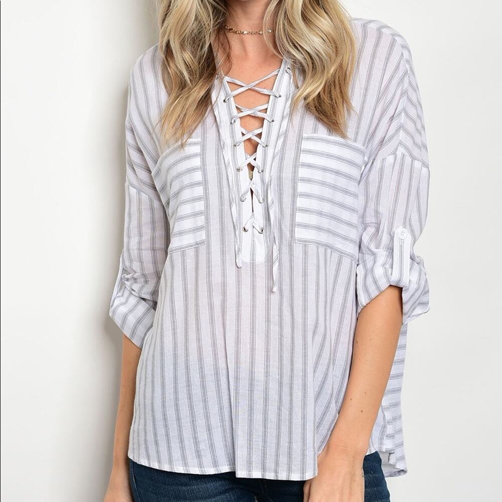 Striped Top Lace Up